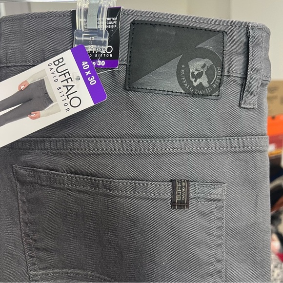 NWT‎ BUFFALO David Bitton Tall Gray Men Pants 40x30 Slim Straight Stretch Cotton - Picture 6 of 11